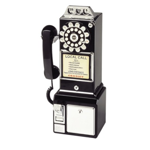 Crosley 1950's Classic Pay Phone-Model CR56-BK-Black