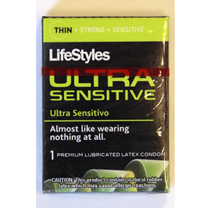 LifeStyles Ultra Sensitive Single Latex Condoms 144 Packets Per Box