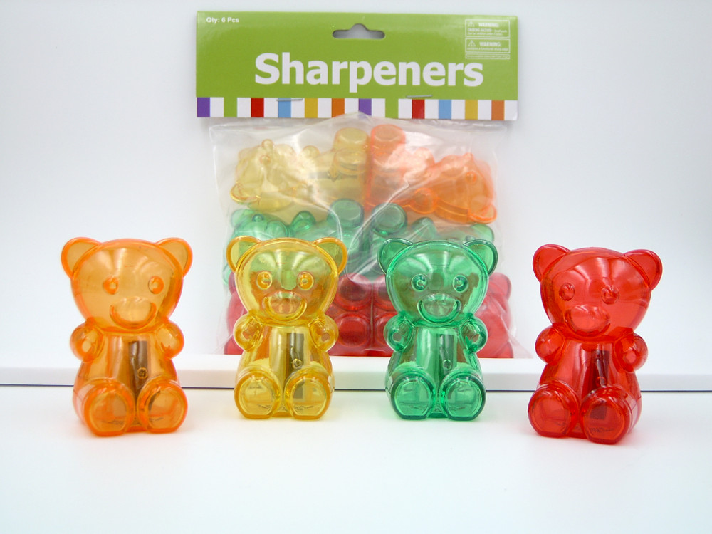 Stationery Gummy Teddy Bear Pencil Sharpeners 24 Pieces 