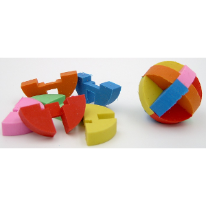 Puzzle Ball Erasers Six Colors Each 18 Count
