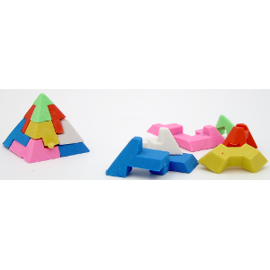 Pyramid Eraser Puzzles Six Colors In One 36 Count