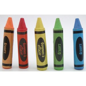 Crayon Erasers Five Colors 36 Count